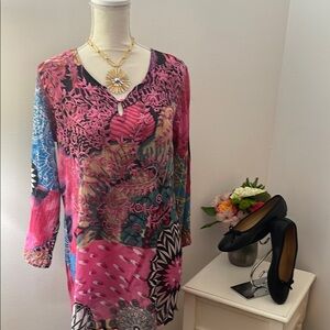 Pink Multicolored Tunic Top